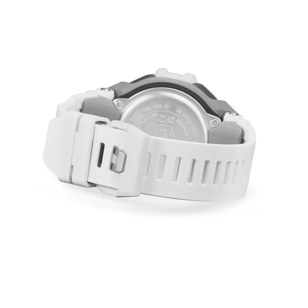 Casio G Shock G Squad Digital Bluetooth Training Worldtime 200M Water Resistant White Case And Resin Band GBD300-7D