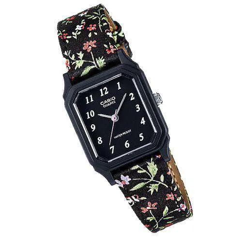 Casio LQ-142LB-1BDF Black Floral Strap Watch for Women