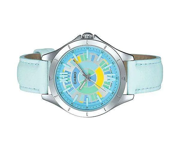 Casio LTP-E129L-2A Light Blue Leather Strap Watch for Women