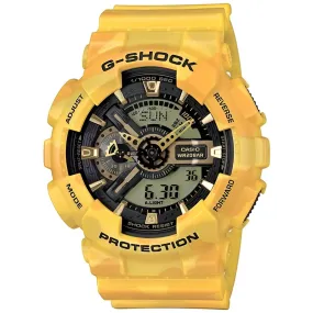 Casio Men's Watch - G-Shock Yellow Camouflage Resin Strap Analog-Digital | GA110CM-9A