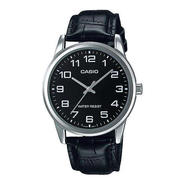 Casio MTP-V001L-1B Black Leather Strap Watch For Men