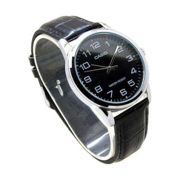 Casio MTP-V001L-1B Black Leather Strap Watch For Men