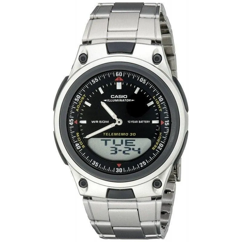 Casio Standard Men's Silver Stainless Steel Strap Watch- AW-80D-1AVDF