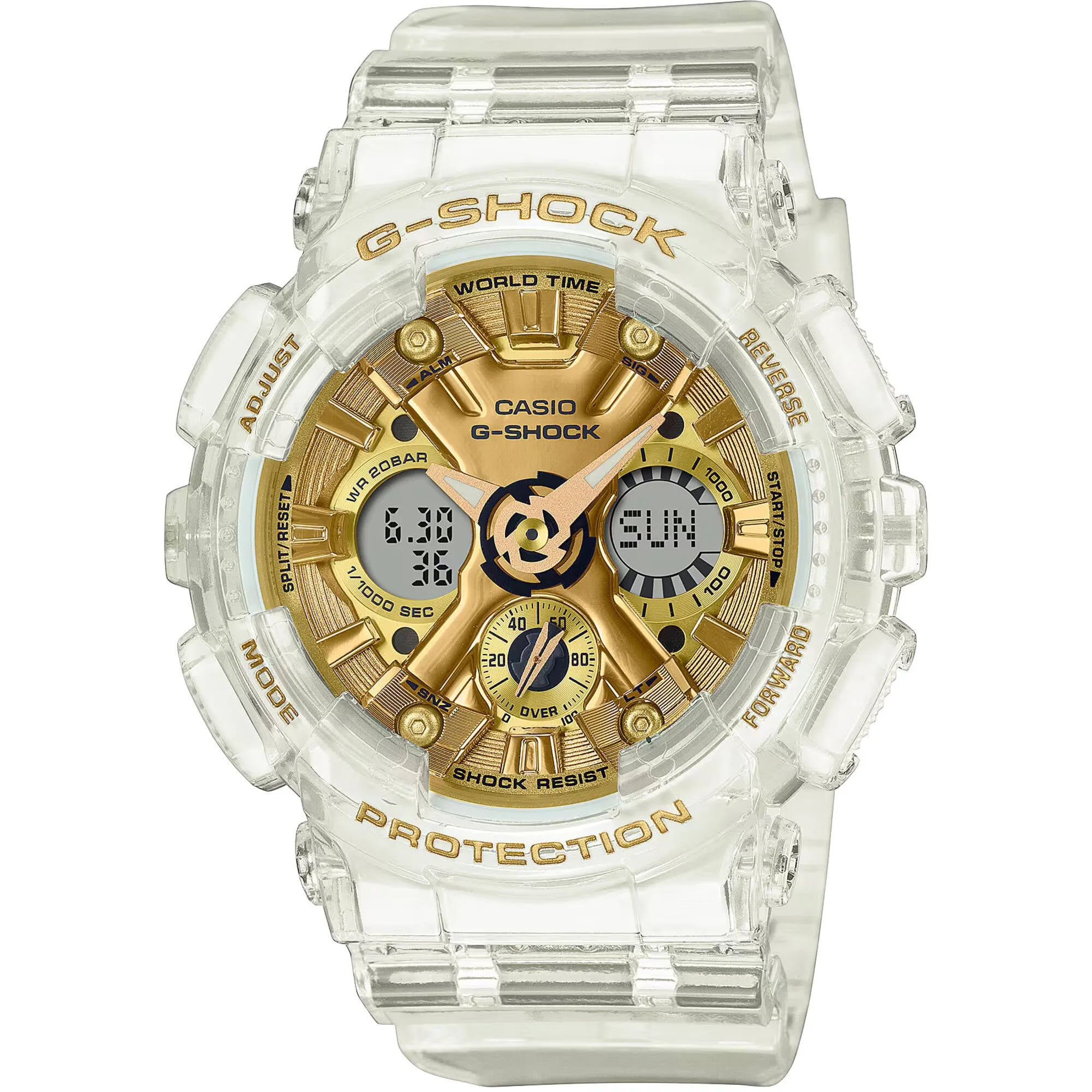 Casio Women's Watch - G-Shock Alarm White Resin Strap Analog-Digital | GMAS120SG-7A