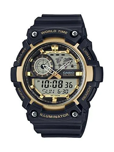 Casio Youth-Combination Analog-Digital Gold Dial Men's Watch-AEQ-200W-9AVDF