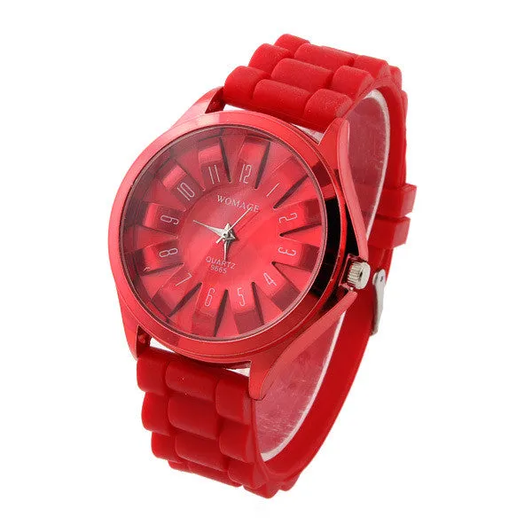 Casual Watch Womage Unisex SunFlower Sports Watches Silicone Strap Ladies Quartz watches Analog Wristwatches