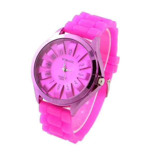 Casual Watch Womage Unisex SunFlower Sports Watches Silicone Strap Ladies Quartz watches Analog Wristwatches