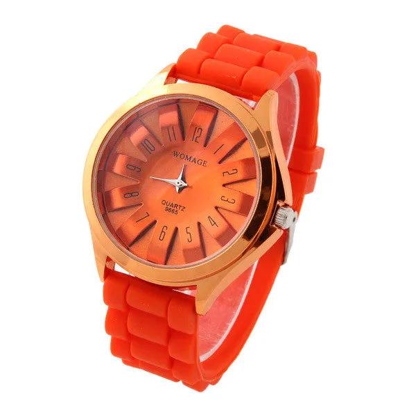 Casual Watch Womage Unisex SunFlower Sports Watches Silicone Strap Ladies Quartz watches Analog Wristwatches