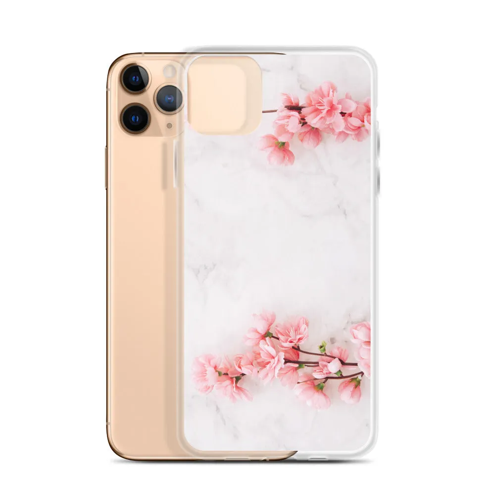 Cherry Blossom iPhone 14 13 12 Pro Max Case Pink, White Marble Flower iPhone Rose Cute Case Gift iPhone 11 Mini SE 2020 XS XR X 7 Plus 8