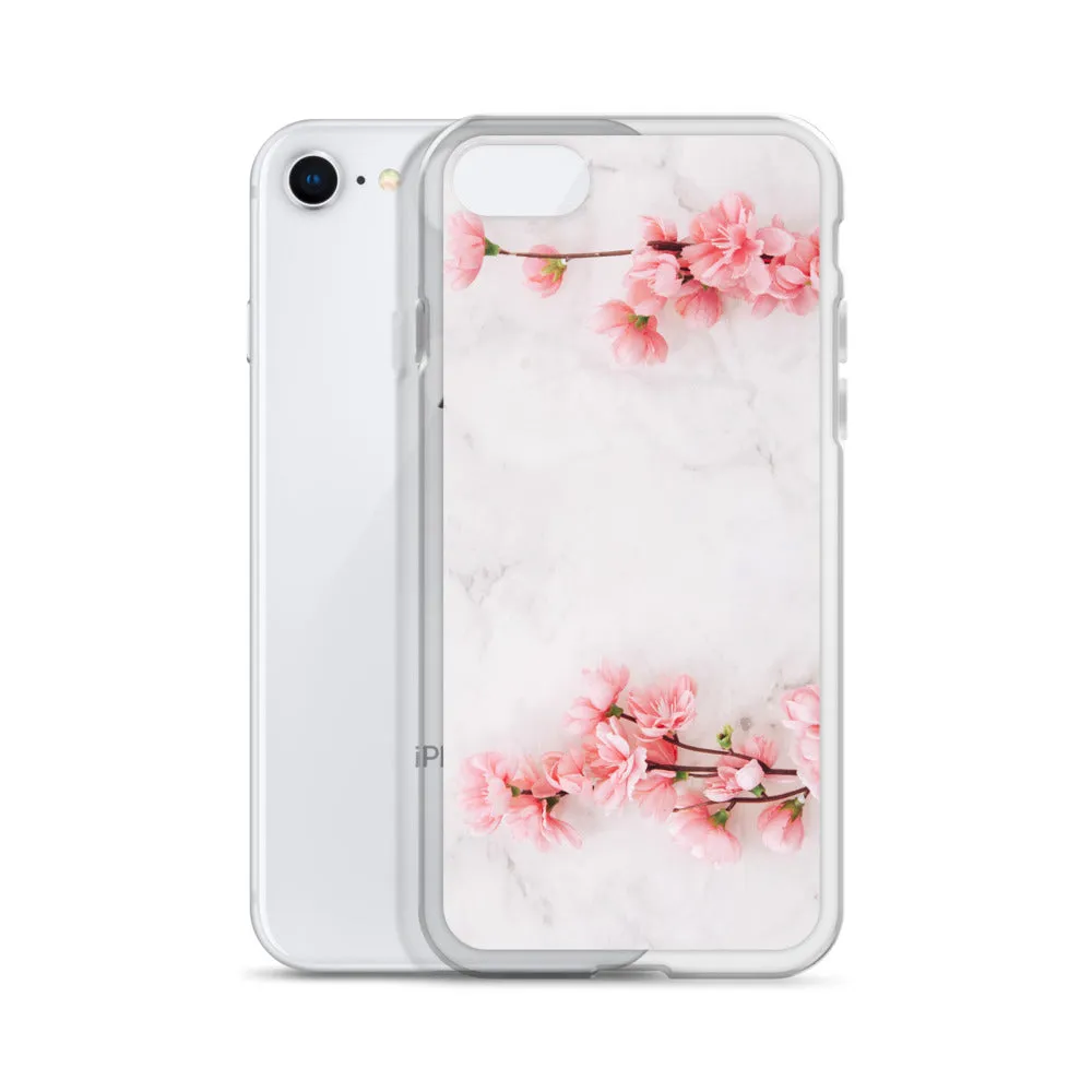 Cherry Blossom iPhone 14 13 12 Pro Max Case Pink, White Marble Flower iPhone Rose Cute Case Gift iPhone 11 Mini SE 2020 XS XR X 7 Plus 8