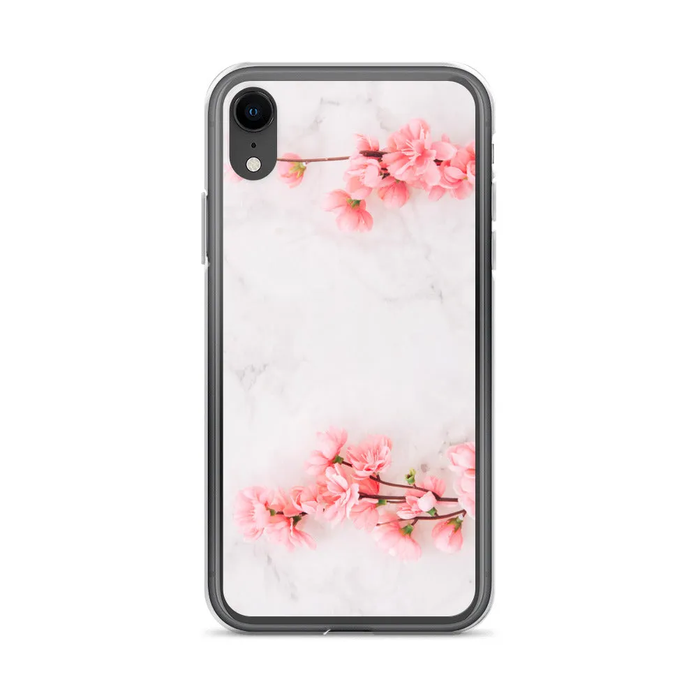 Cherry Blossom iPhone 14 13 12 Pro Max Case Pink, White Marble Flower iPhone Rose Cute Case Gift iPhone 11 Mini SE 2020 XS XR X 7 Plus 8