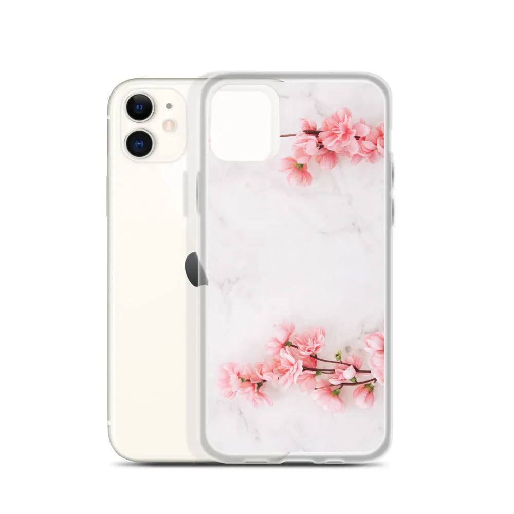 Cherry Blossom iPhone 14 13 12 Pro Max Case Pink, White Marble Flower iPhone Rose Cute Case Gift iPhone 11 Mini SE 2020 XS XR X 7 Plus 8