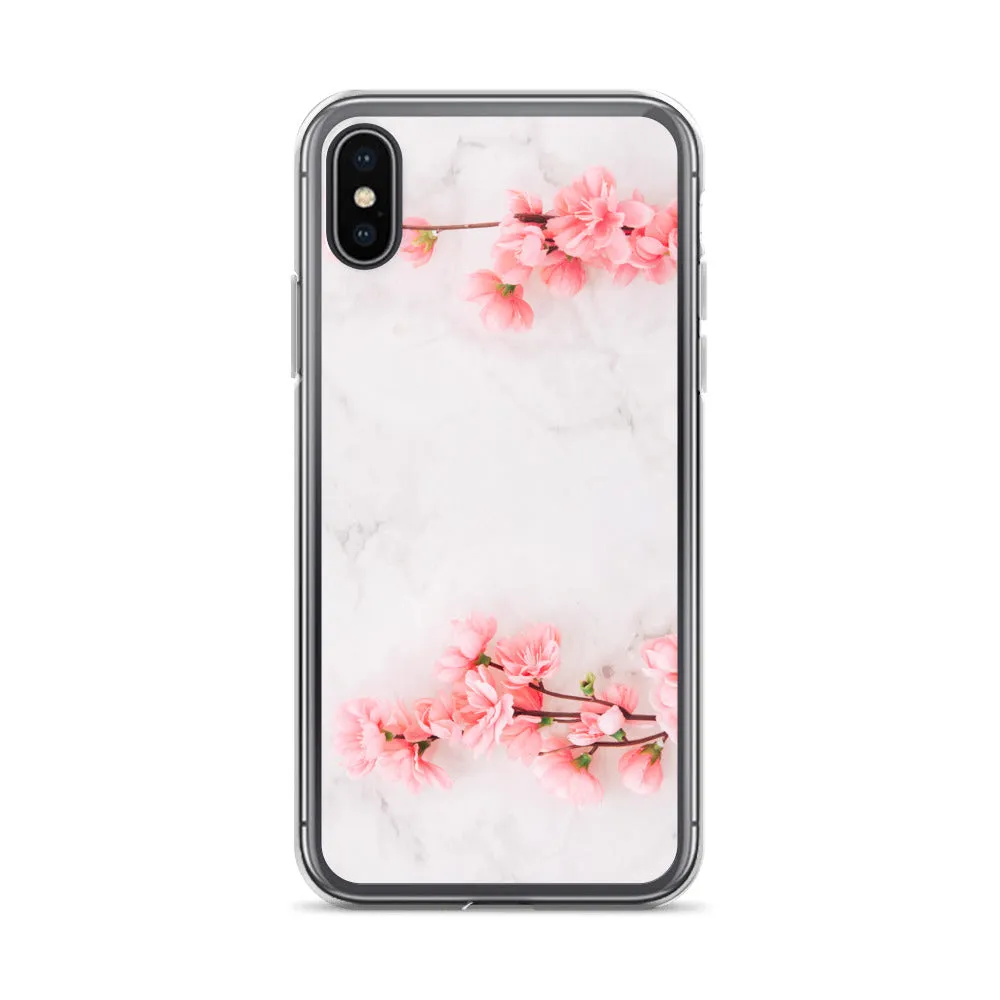 Cherry Blossom iPhone 14 13 12 Pro Max Case Pink, White Marble Flower iPhone Rose Cute Case Gift iPhone 11 Mini SE 2020 XS XR X 7 Plus 8