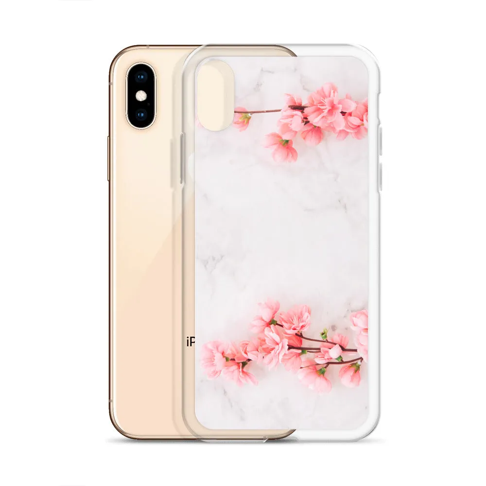 Cherry Blossom iPhone 14 13 12 Pro Max Case Pink, White Marble Flower iPhone Rose Cute Case Gift iPhone 11 Mini SE 2020 XS XR X 7 Plus 8