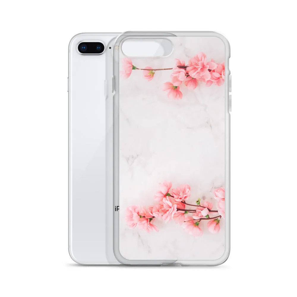 Cherry Blossom iPhone 14 13 12 Pro Max Case Pink, White Marble Flower iPhone Rose Cute Case Gift iPhone 11 Mini SE 2020 XS XR X 7 Plus 8