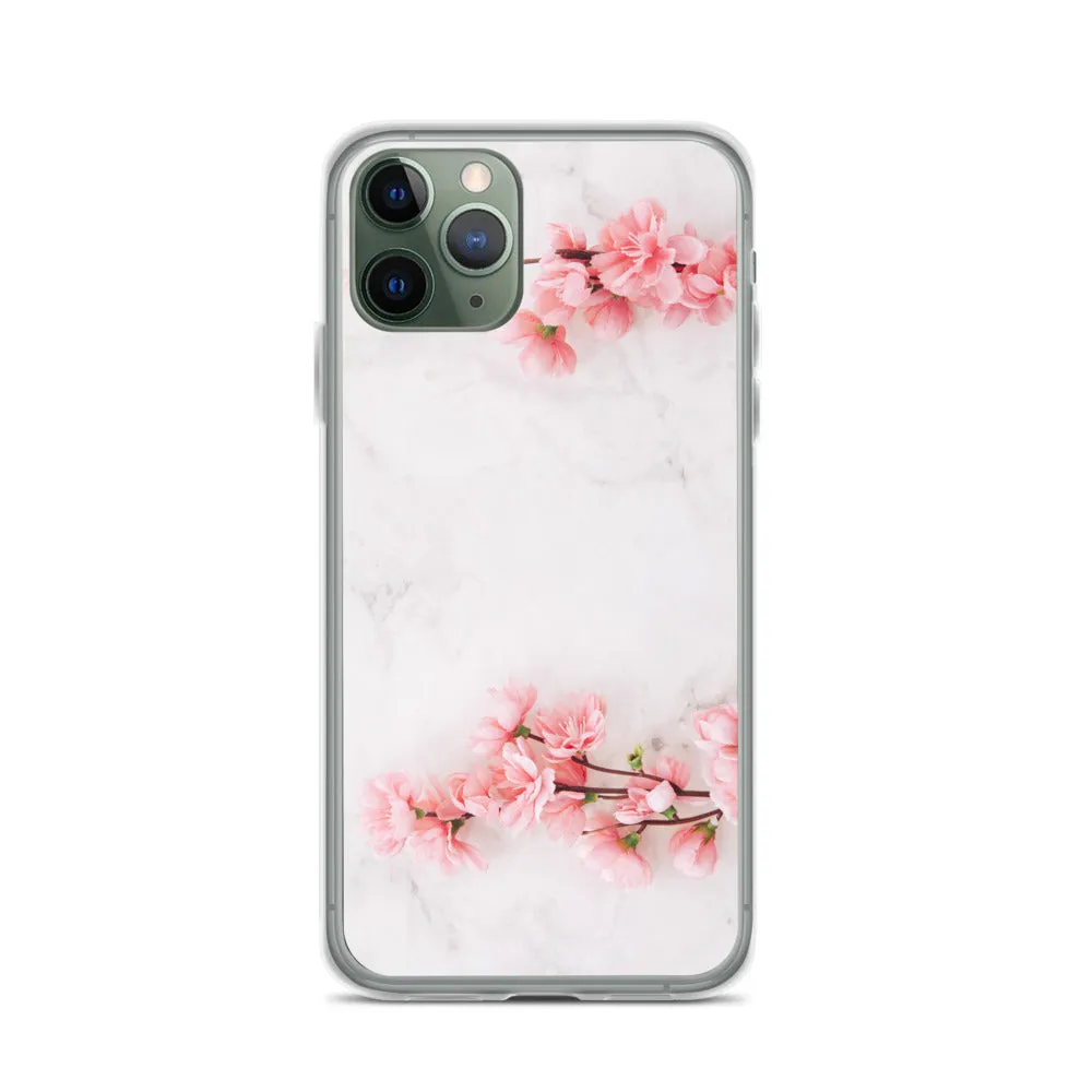 Cherry Blossom iPhone 14 13 12 Pro Max Case Pink, White Marble Flower iPhone Rose Cute Case Gift iPhone 11 Mini SE 2020 XS XR X 7 Plus 8