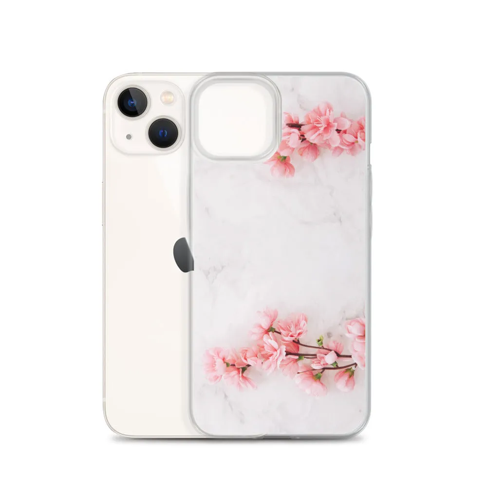 Cherry Blossom iPhone 14 13 12 Pro Max Case Pink, White Marble Flower iPhone Rose Cute Case Gift iPhone 11 Mini SE 2020 XS XR X 7 Plus 8