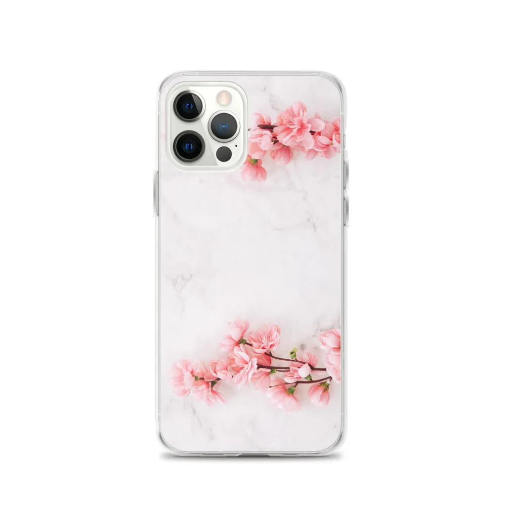 Cherry Blossom iPhone 14 13 12 Pro Max Case Pink, White Marble Flower iPhone Rose Cute Case Gift iPhone 11 Mini SE 2020 XS XR X 7 Plus 8