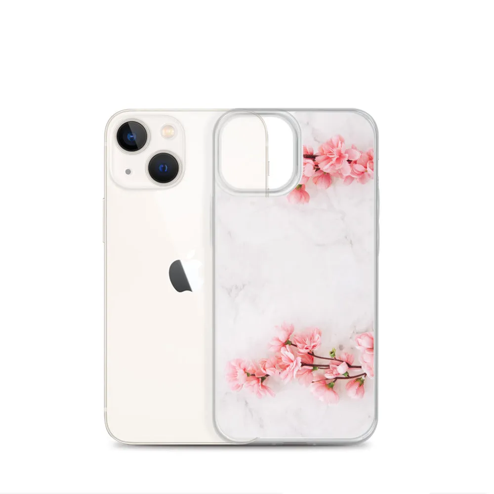 Cherry Blossom iPhone 14 13 12 Pro Max Case Pink, White Marble Flower iPhone Rose Cute Case Gift iPhone 11 Mini SE 2020 XS XR X 7 Plus 8