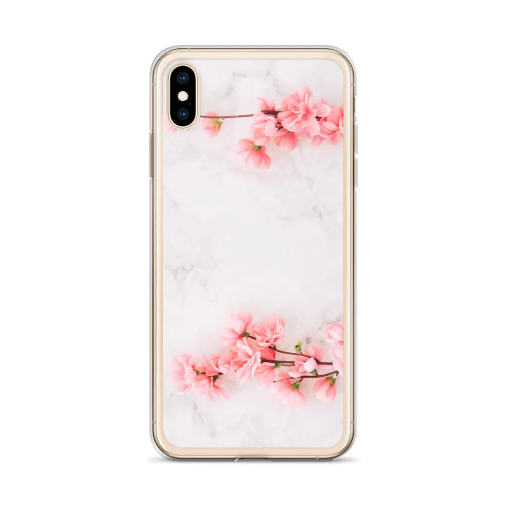 Cherry Blossom iPhone 14 13 12 Pro Max Case Pink, White Marble Flower iPhone Rose Cute Case Gift iPhone 11 Mini SE 2020 XS XR X 7 Plus 8