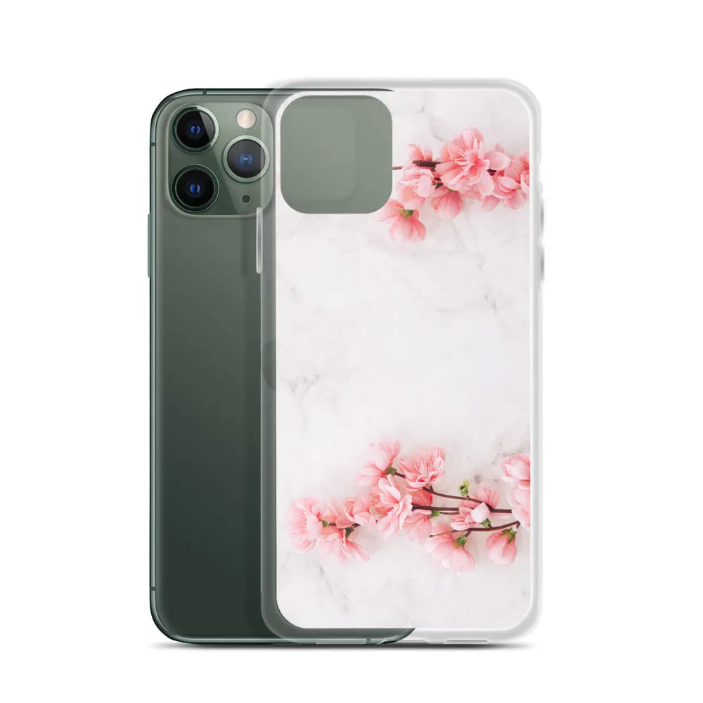 Cherry Blossom iPhone 14 13 12 Pro Max Case Pink, White Marble Flower iPhone Rose Cute Case Gift iPhone 11 Mini SE 2020 XS XR X 7 Plus 8