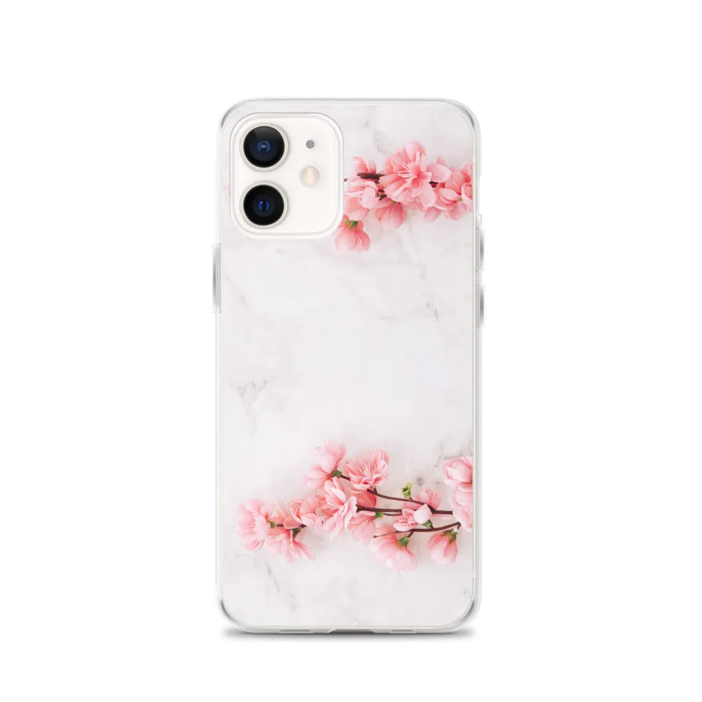 Cherry Blossom iPhone 14 13 12 Pro Max Case Pink, White Marble Flower iPhone Rose Cute Case Gift iPhone 11 Mini SE 2020 XS XR X 7 Plus 8