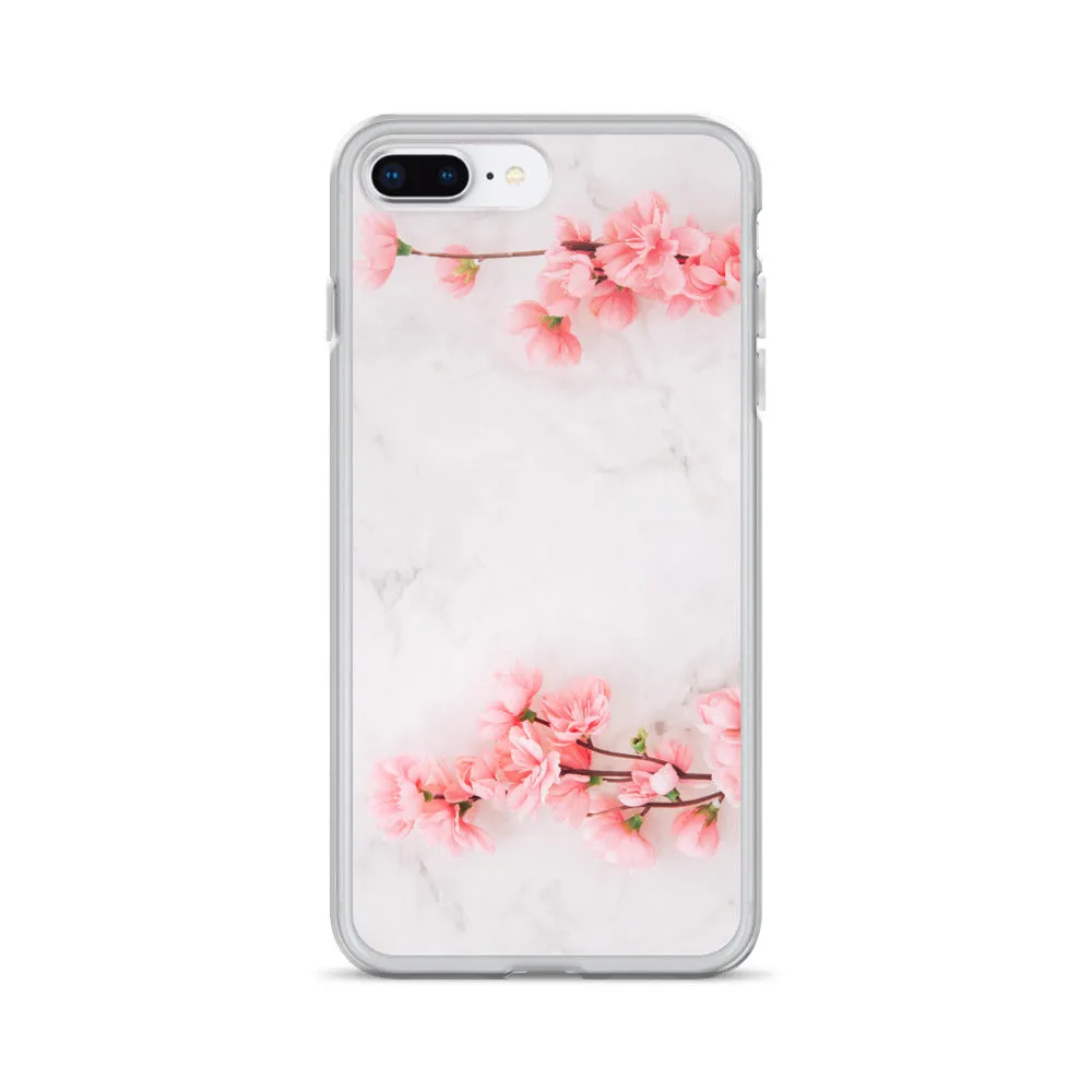 Cherry Blossom iPhone 14 13 12 Pro Max Case Pink, White Marble Flower iPhone Rose Cute Case Gift iPhone 11 Mini SE 2020 XS XR X 7 Plus 8