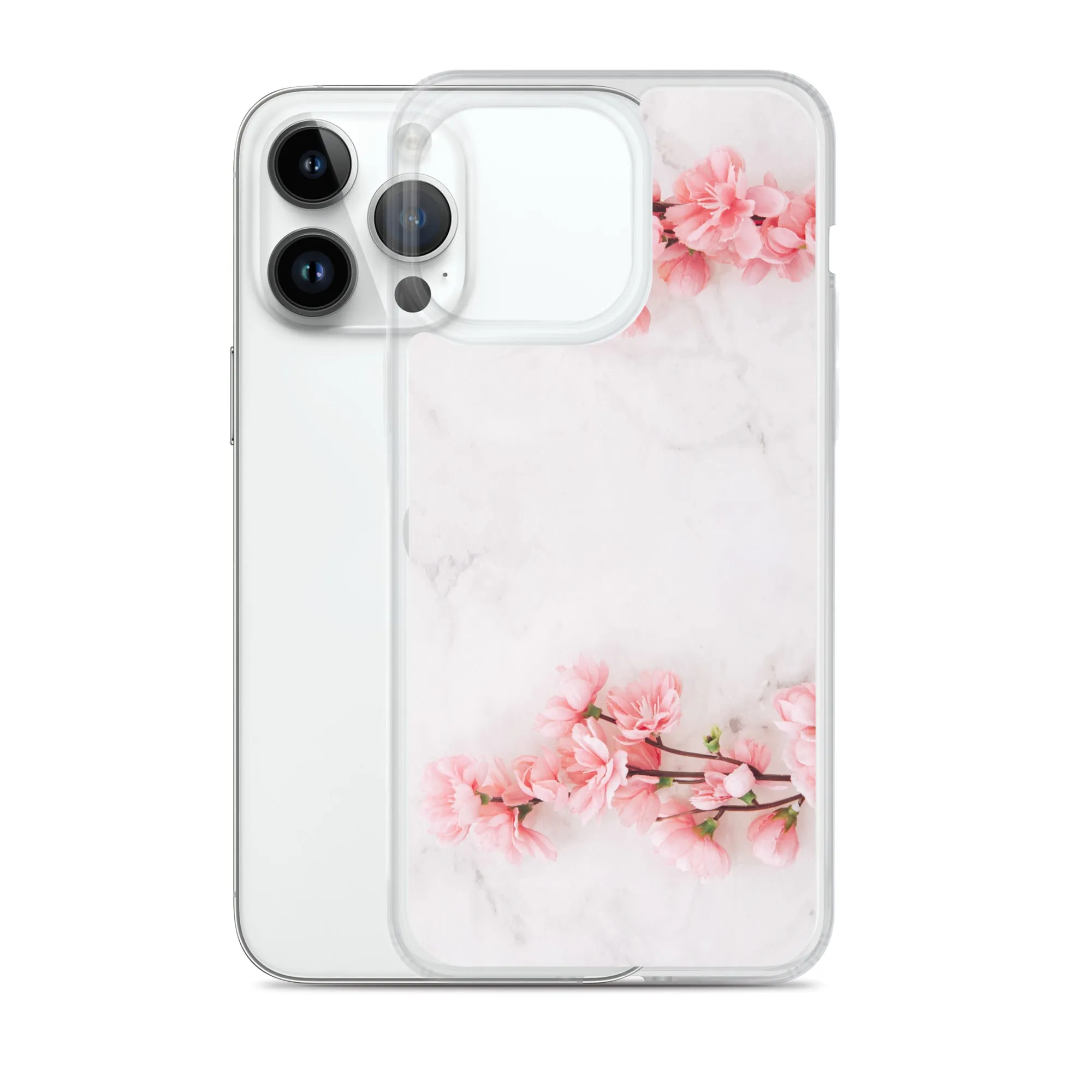 Cherry Blossom iPhone 14 13 12 Pro Max Case Pink, White Marble Flower iPhone Rose Cute Case Gift iPhone 11 Mini SE 2020 XS XR X 7 Plus 8