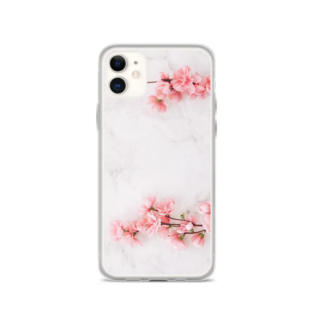 Cherry Blossom iPhone 14 13 12 Pro Max Case Pink, White Marble Flower iPhone Rose Cute Case Gift iPhone 11 Mini SE 2020 XS XR X 7 Plus 8