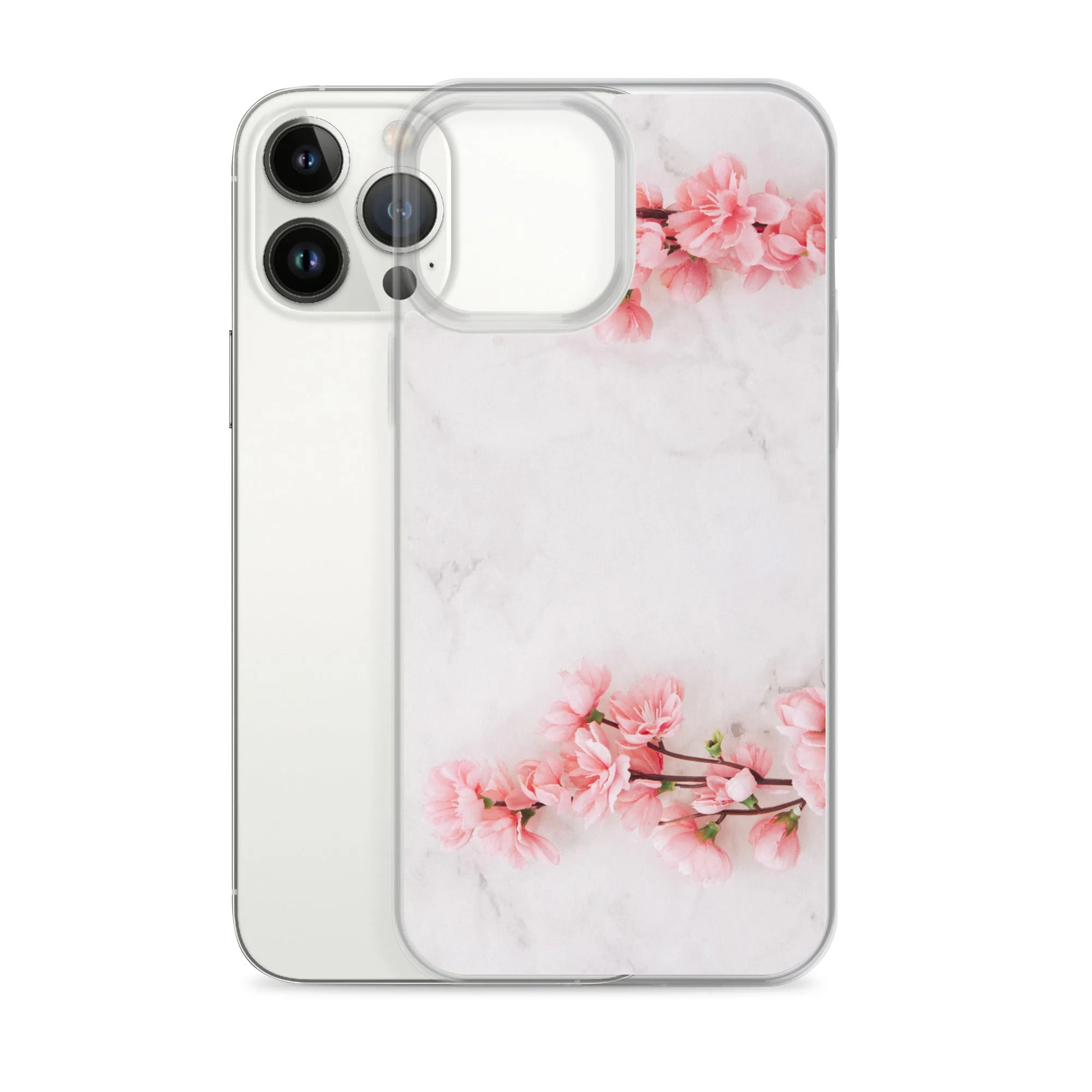 Cherry Blossom iPhone 14 13 12 Pro Max Case Pink, White Marble Flower iPhone Rose Cute Case Gift iPhone 11 Mini SE 2020 XS XR X 7 Plus 8