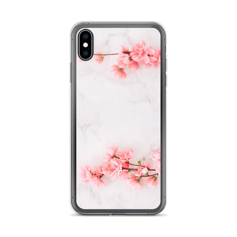 Cherry Blossom iPhone 14 13 12 Pro Max Case Pink, White Marble Flower iPhone Rose Cute Case Gift iPhone 11 Mini SE 2020 XS XR X 7 Plus 8