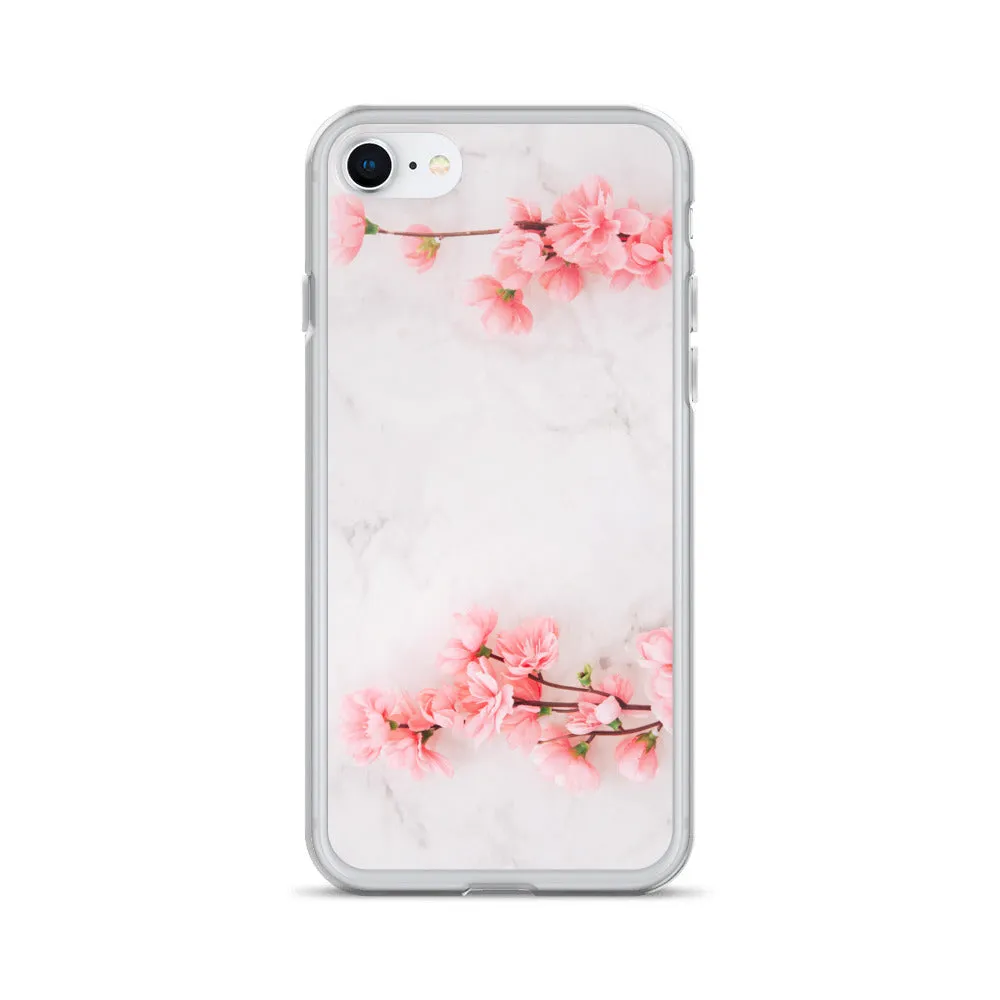 Cherry Blossom iPhone 14 13 12 Pro Max Case Pink, White Marble Flower iPhone Rose Cute Case Gift iPhone 11 Mini SE 2020 XS XR X 7 Plus 8