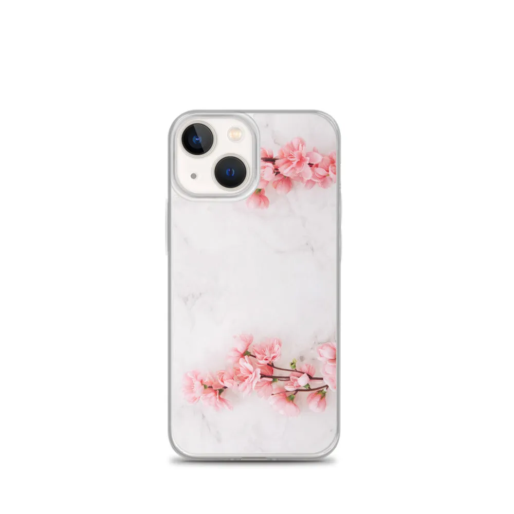 Cherry Blossom iPhone 14 13 12 Pro Max Case Pink, White Marble Flower iPhone Rose Cute Case Gift iPhone 11 Mini SE 2020 XS XR X 7 Plus 8