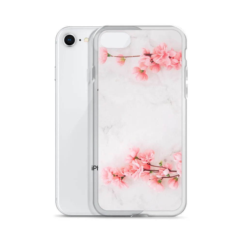 Cherry Blossom iPhone 14 13 12 Pro Max Case Pink, White Marble Flower iPhone Rose Cute Case Gift iPhone 11 Mini SE 2020 XS XR X 7 Plus 8