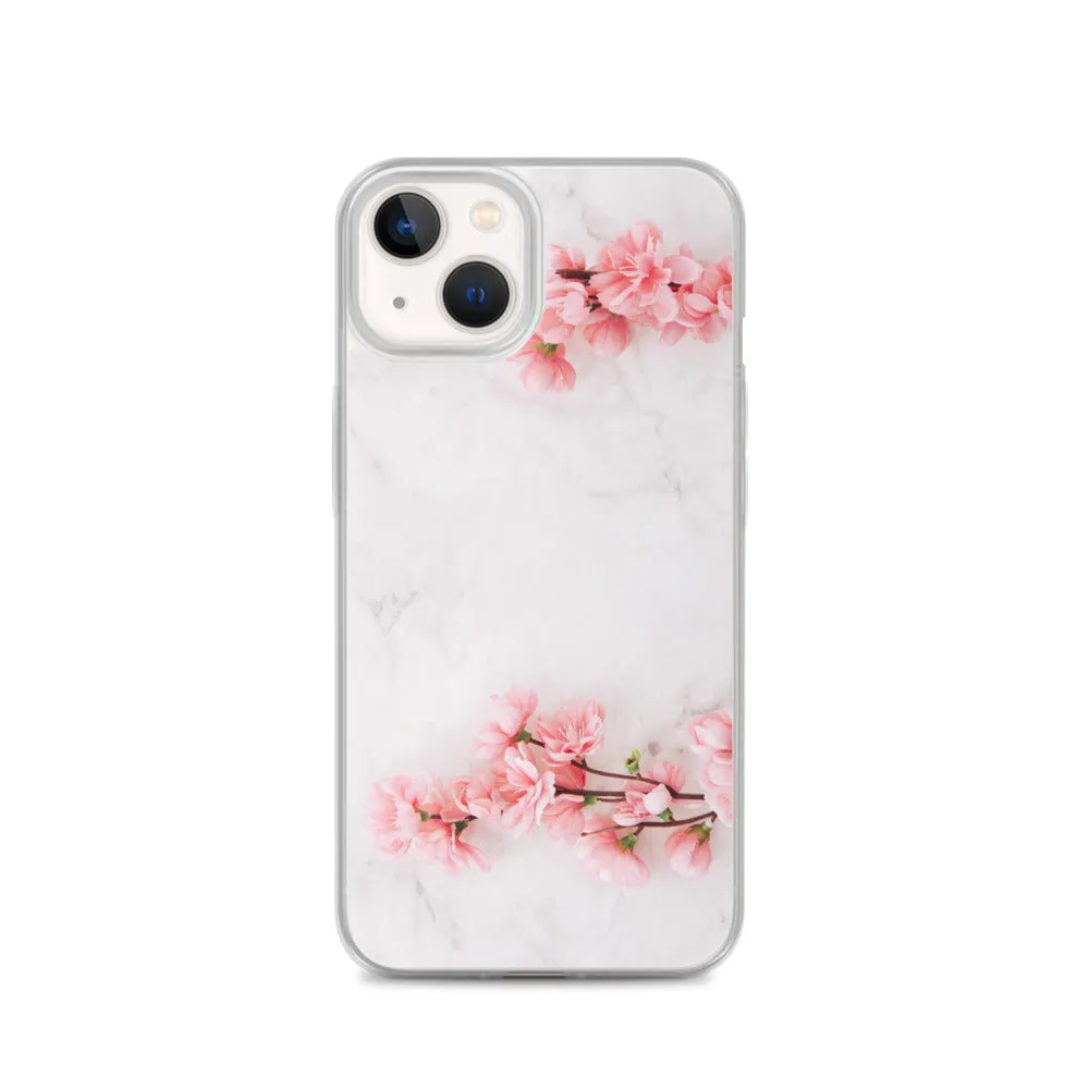 Cherry Blossom iPhone 14 13 12 Pro Max Case Pink, White Marble Flower iPhone Rose Cute Case Gift iPhone 11 Mini SE 2020 XS XR X 7 Plus 8