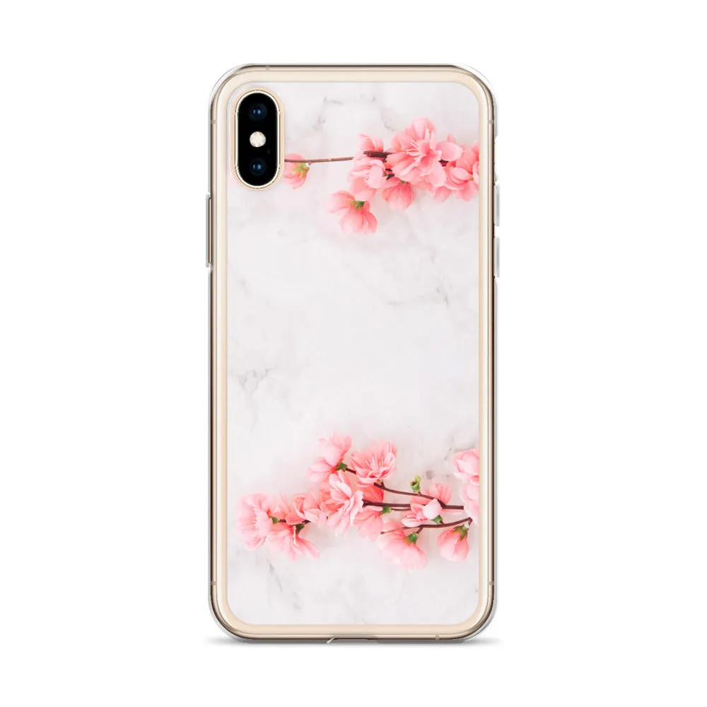 Cherry Blossom iPhone 14 13 12 Pro Max Case Pink, White Marble Flower iPhone Rose Cute Case Gift iPhone 11 Mini SE 2020 XS XR X 7 Plus 8