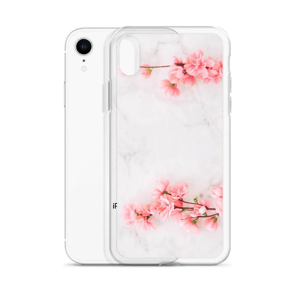 Cherry Blossom iPhone 14 13 12 Pro Max Case Pink, White Marble Flower iPhone Rose Cute Case Gift iPhone 11 Mini SE 2020 XS XR X 7 Plus 8