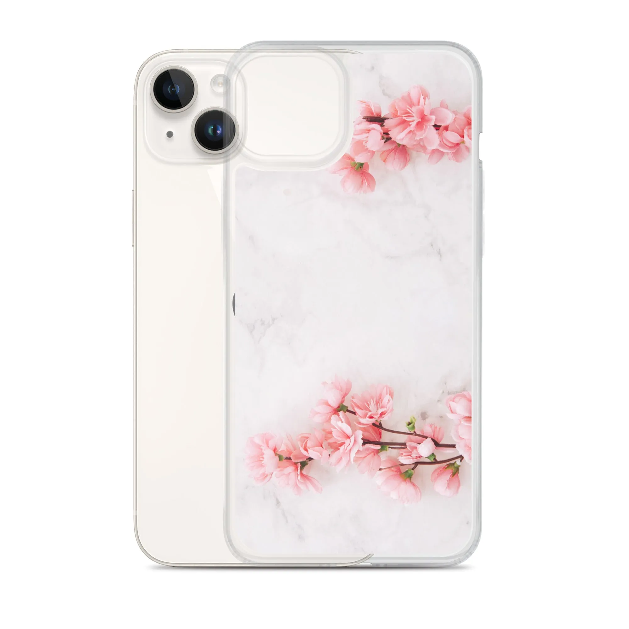 Cherry Blossom iPhone 14 13 12 Pro Max Case Pink, White Marble Flower iPhone Rose Cute Case Gift iPhone 11 Mini SE 2020 XS XR X 7 Plus 8