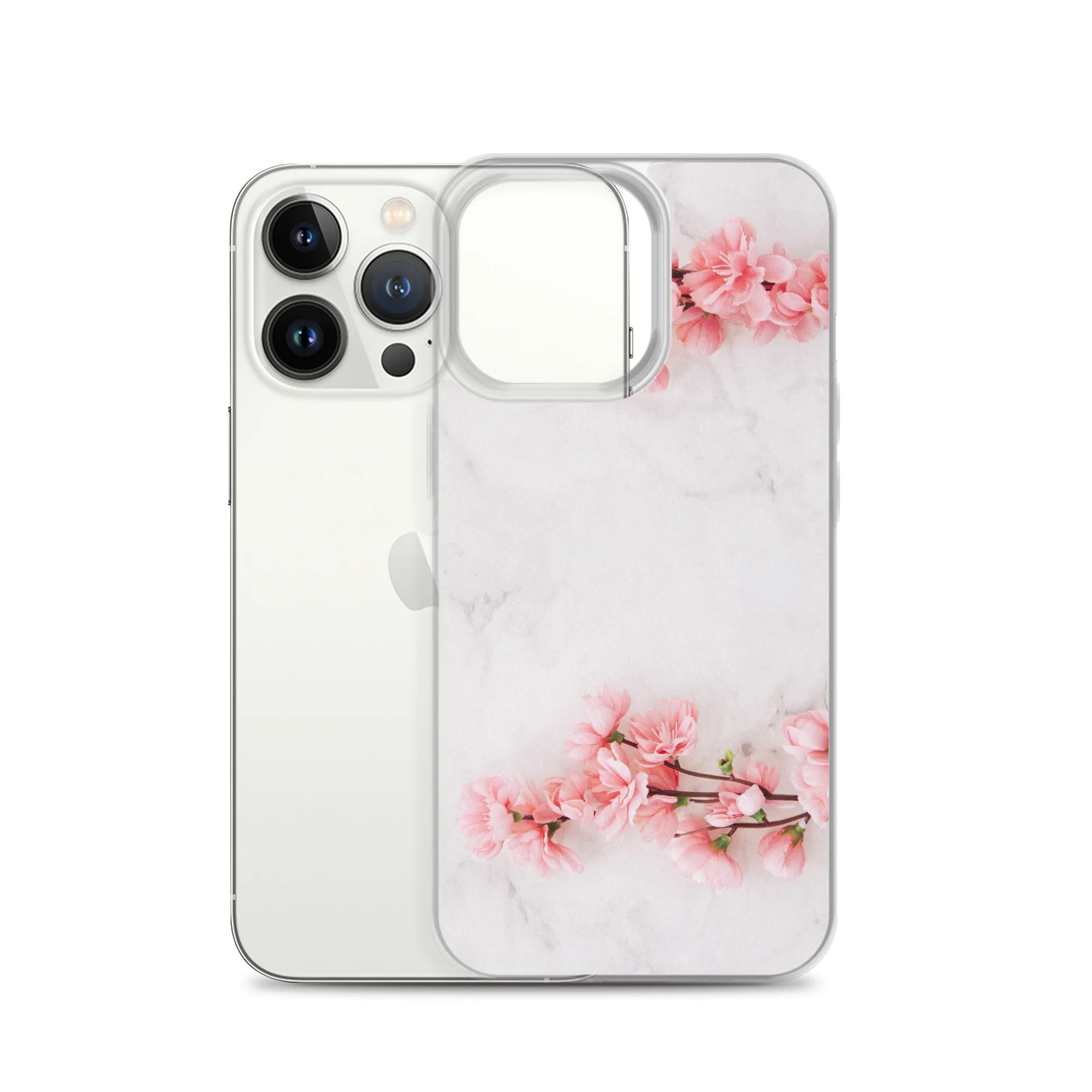 Cherry Blossom iPhone 14 13 12 Pro Max Case Pink, White Marble Flower iPhone Rose Cute Case Gift iPhone 11 Mini SE 2020 XS XR X 7 Plus 8