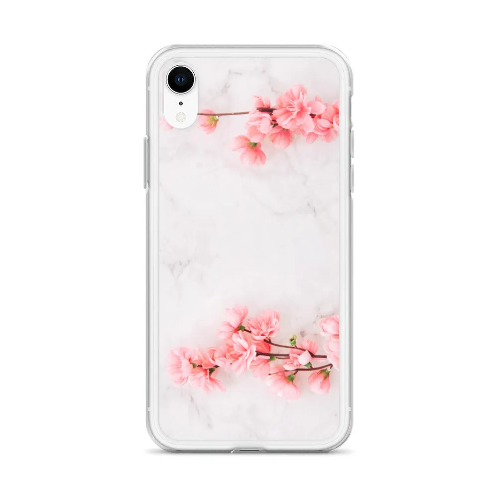 Cherry Blossom iPhone 14 13 12 Pro Max Case Pink, White Marble Flower iPhone Rose Cute Case Gift iPhone 11 Mini SE 2020 XS XR X 7 Plus 8