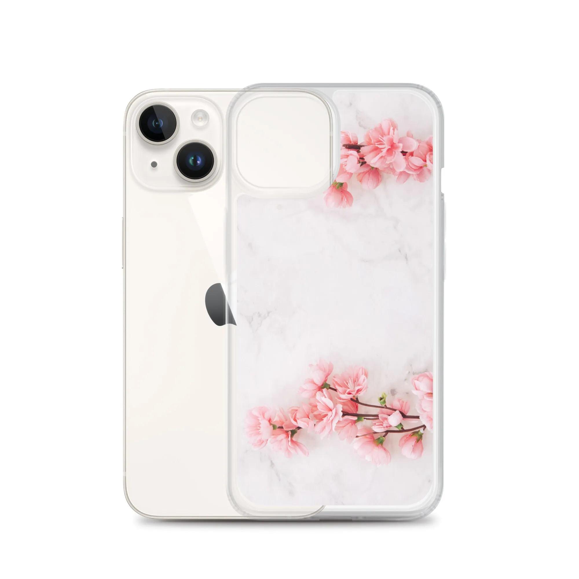 Cherry Blossom iPhone 14 13 12 Pro Max Case Pink, White Marble Flower iPhone Rose Cute Case Gift iPhone 11 Mini SE 2020 XS XR X 7 Plus 8