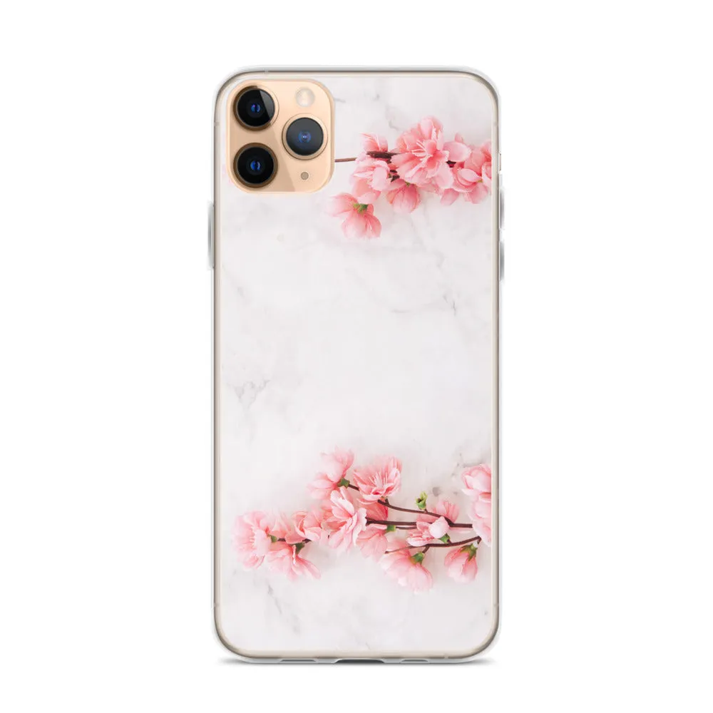 Cherry Blossom iPhone 14 13 12 Pro Max Case Pink, White Marble Flower iPhone Rose Cute Case Gift iPhone 11 Mini SE 2020 XS XR X 7 Plus 8