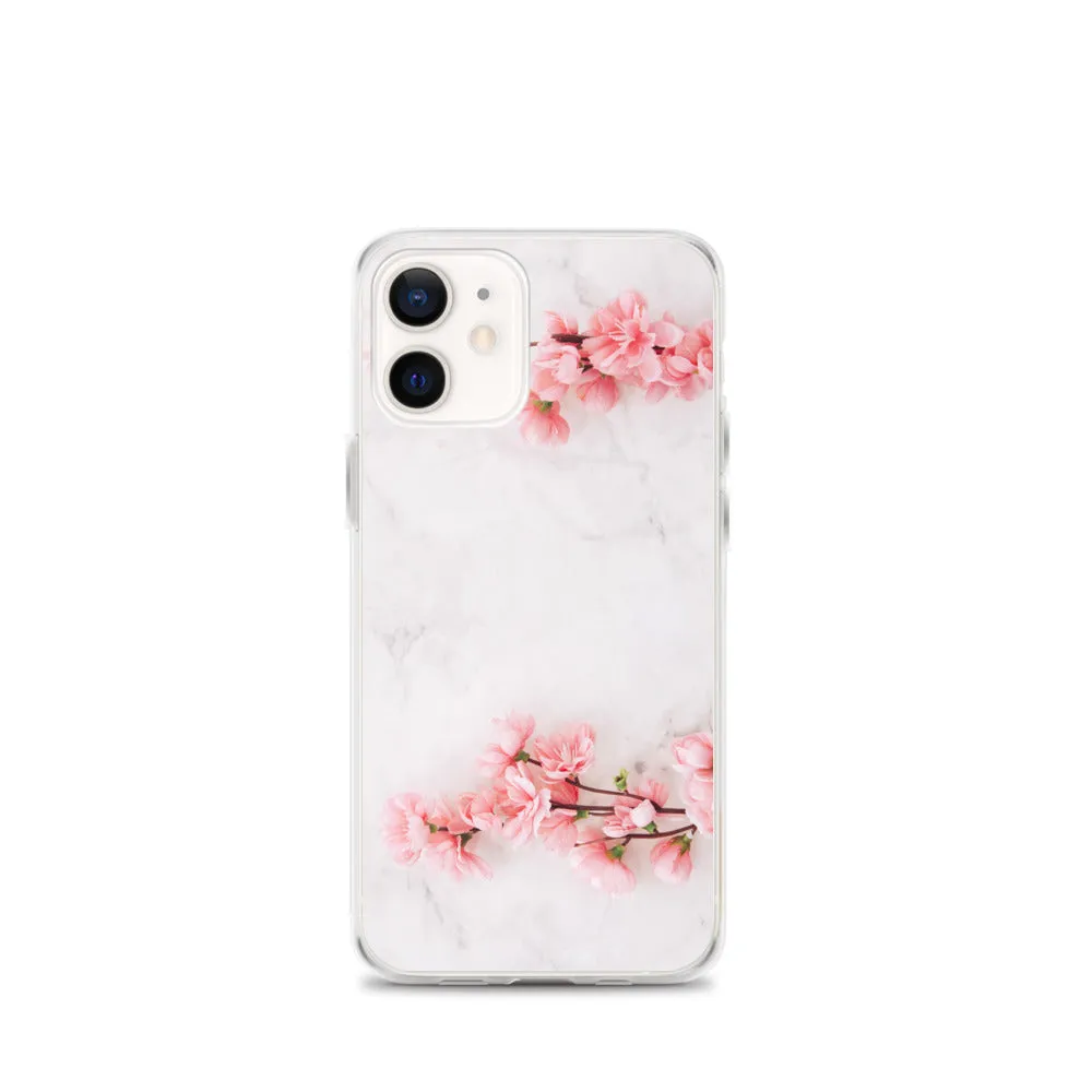 Cherry Blossom iPhone 14 13 12 Pro Max Case Pink, White Marble Flower iPhone Rose Cute Case Gift iPhone 11 Mini SE 2020 XS XR X 7 Plus 8