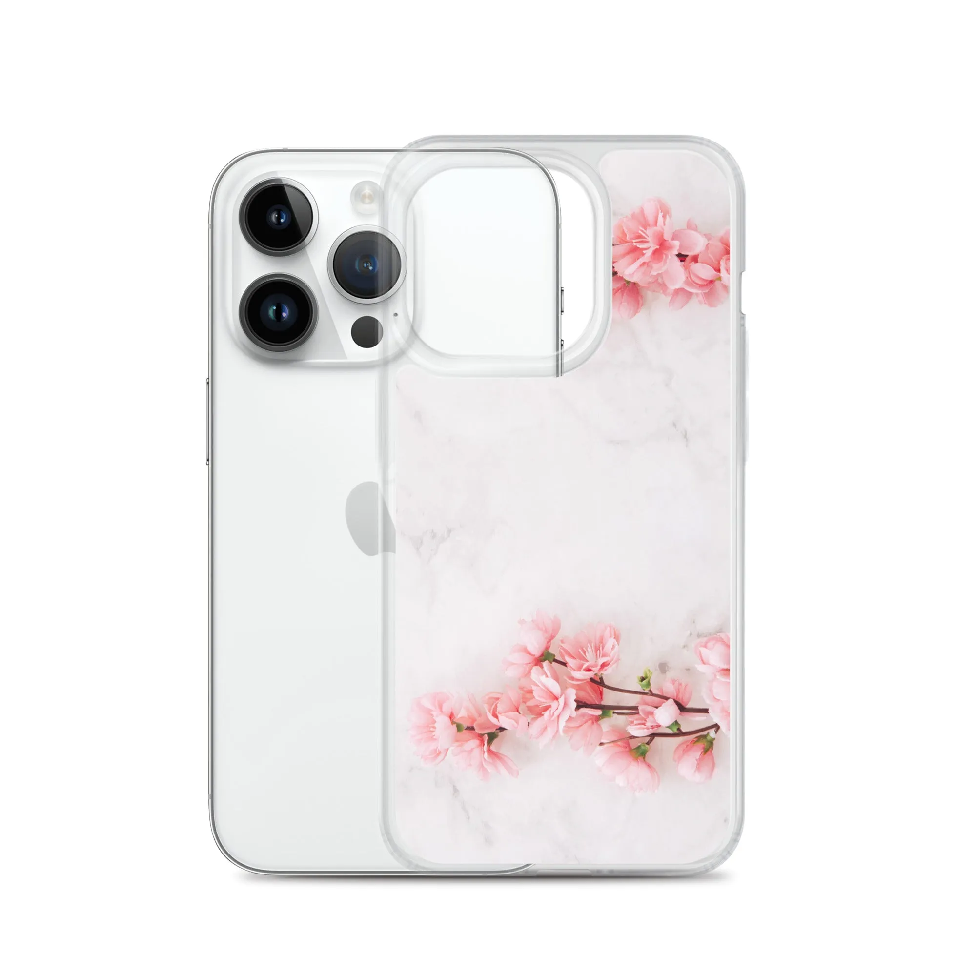 Cherry Blossom iPhone 14 13 12 Pro Max Case Pink, White Marble Flower iPhone Rose Cute Case Gift iPhone 11 Mini SE 2020 XS XR X 7 Plus 8