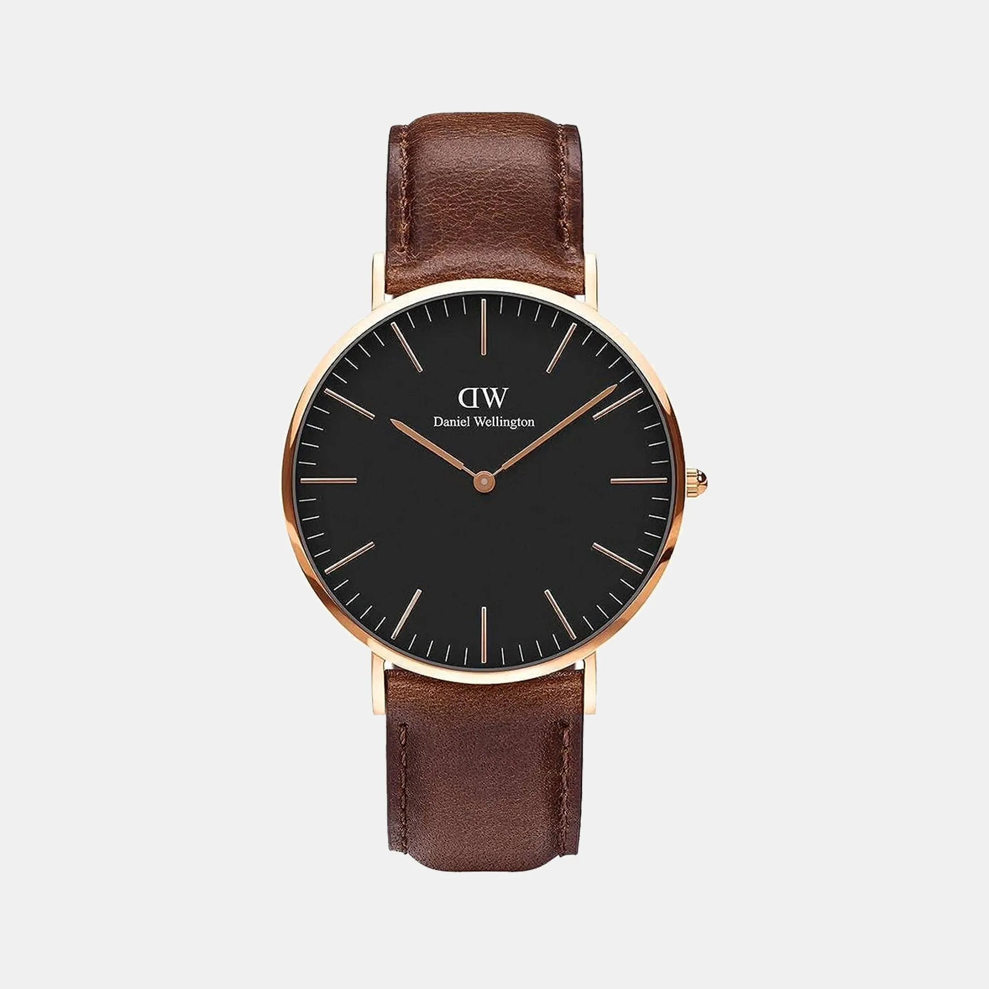 Classic Men's Black Analog Leather Watch DW00100125K