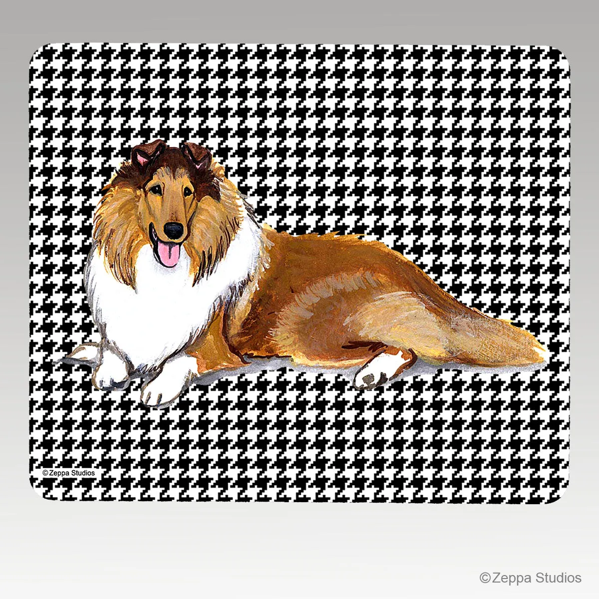 Collie Houndstooth Mouse Pad