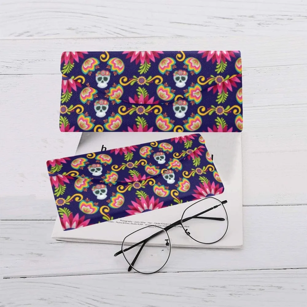 Colorful Mexican Sugar Skulls Custom Foldable Glasses Case