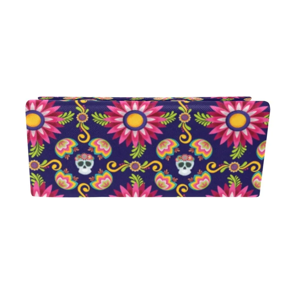 Colorful Mexican Sugar Skulls Custom Foldable Glasses Case