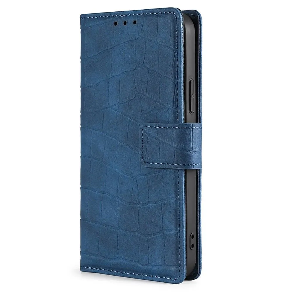 Crocodile textured leather case for OnePlus 9RT 5G - Blue