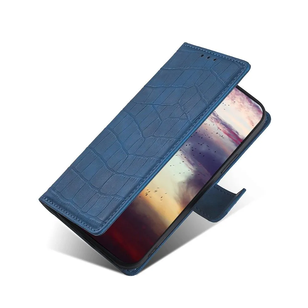 Crocodile textured leather case for OnePlus 9RT 5G - Blue